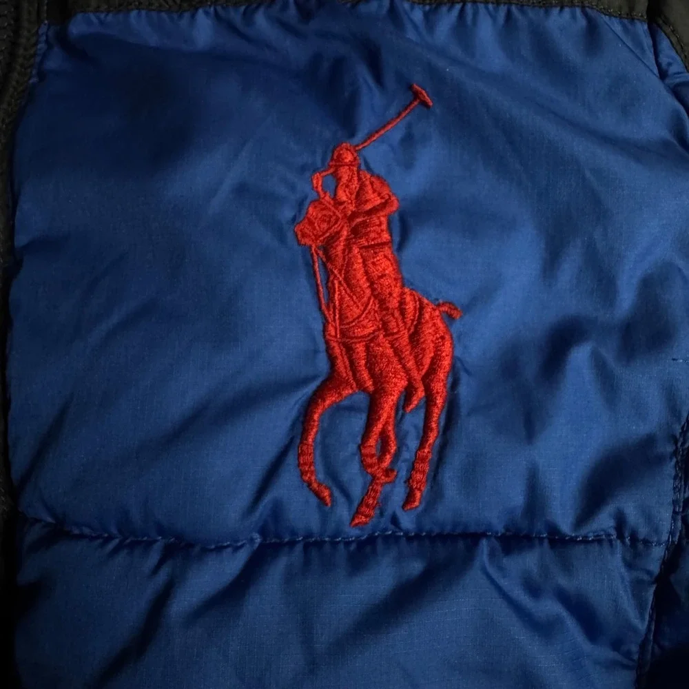 Kids Polo Ralph Lauren Puffer Jacket Blue Black Red Logo Size‎ 7